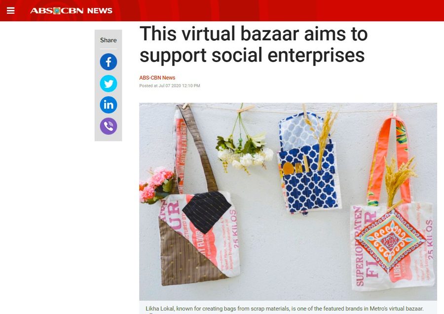 ABS-CBN News story on the virtual bazaar featuring Likha Lokal bags