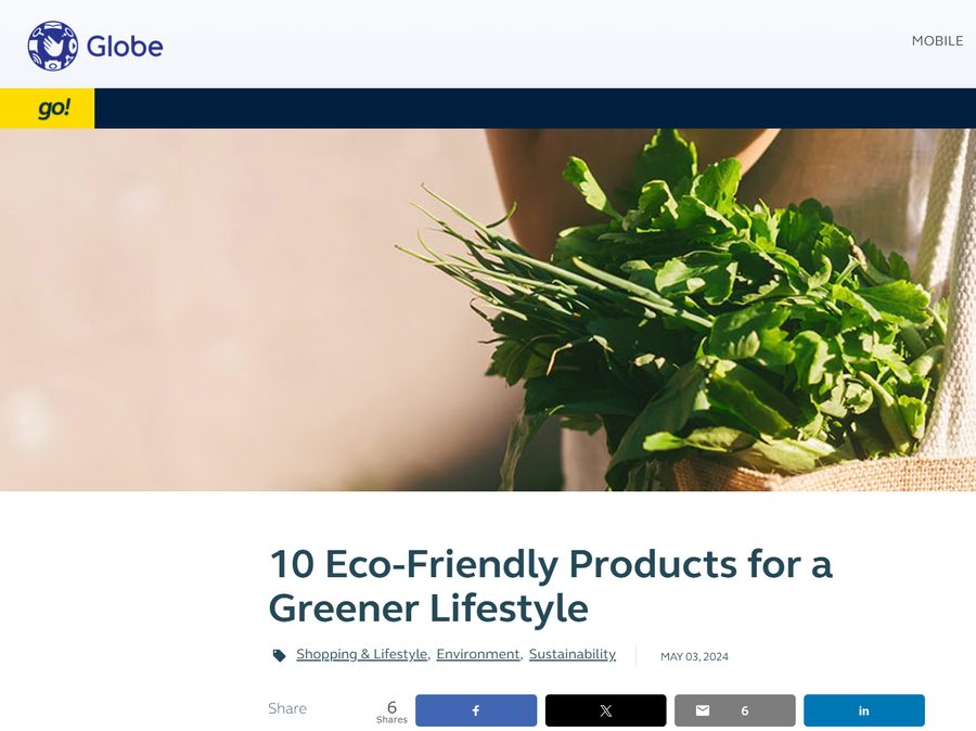 Globe GO article listing eco-friendly products, including Likha Lokal