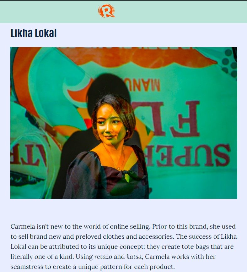 Rappler feature on Likha Lokal founder Carmela as one of Grab Philippines' Madiskarteng Boss 20