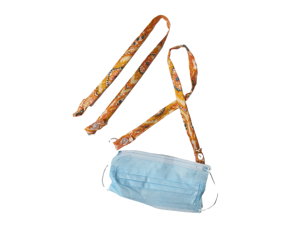 Paisley Mask Lanyard: Mask lanyard in paisley retaso fabric.